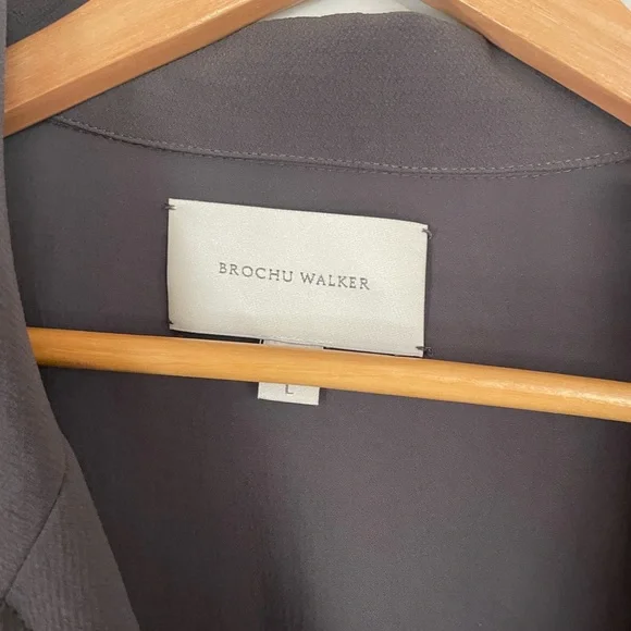 Brochu Walker Womens Sheyla Wrap Jumpsuit L Otter Gray Tie Waist Short Sleeve - Picture 5 of 7